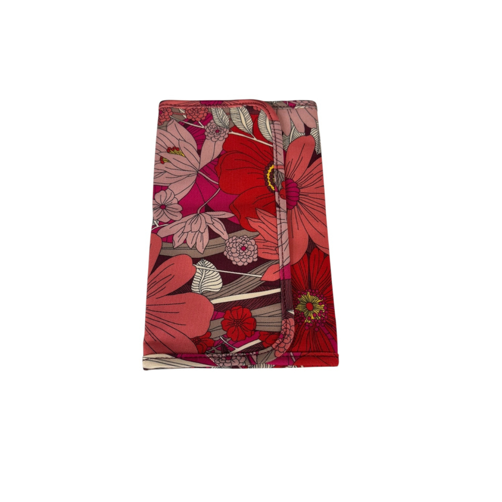 Women's Vera Bradley Red Pink Floral Roll-Up Cosmetic Bag One Size